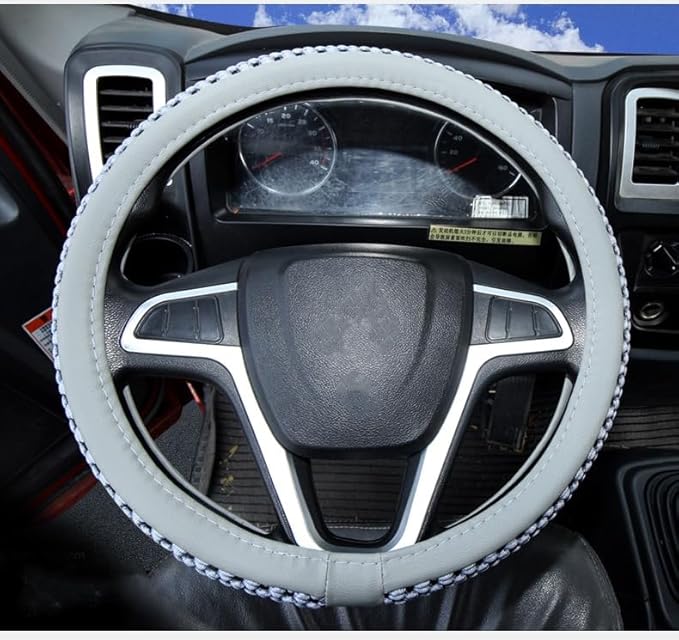 Size 16-20 Inch Ice Silk Ventilation Multi-Style Comfy Grip Steering Wheel Cover for Truck, Bus, Big Rig Trucker,SUV， Anti-Slip Design 16-20 Inch (Gray, 17)