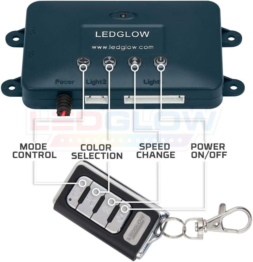 LEDGlow 6pc Million Color Multi-Color Truck LED Neon Underglow Accent Lighting Kit - 18 Solid Colors - 12 Patterns - Music Mode - Rigid Multi-Color Underbody Tubes - Includes Control Box & Remote