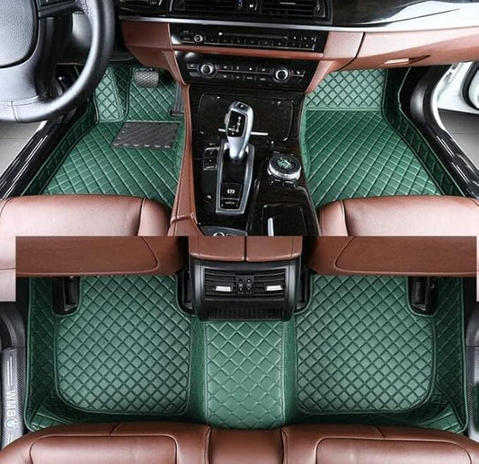 Custom Floor Mats for Cars fit 95% Sedan SUV Sports Car Full Coverage All Weather Men Women Pads Protection Non-Slip Leather Floor Liners (Green)