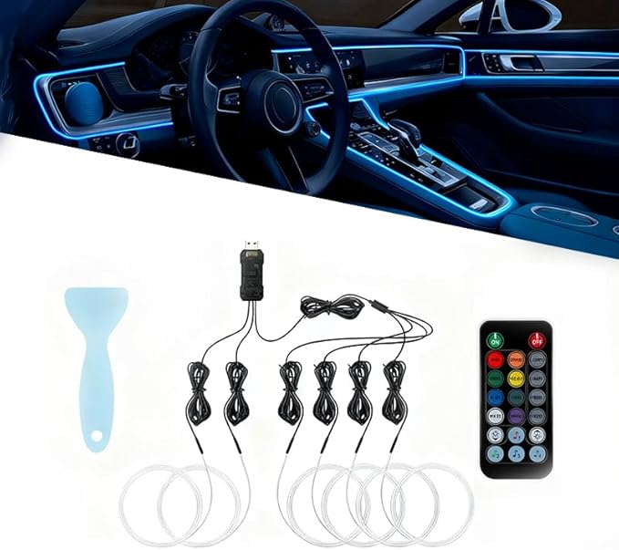 Car LED Strip Light for Peugeot Traveller 2016–2025, 6 in 1 Car Ambient Lighting Kits, Interior Interior Light Sync to Music, Auto Decorations Interior Accessories, 8M