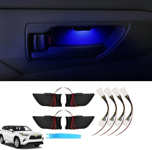 Powerty Compatible with LED Light 2020-2025 2026 Toyota Highlander Accessories Inner Door Handle Bowl Mood Lighting Decorative Interior Lamp 4PCS Blue