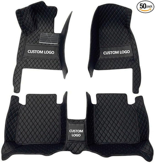 Custom Floor Mats for Cars，Luxury Full Coverage All Weather Car Floor Mats，Leather Car Mat Set ， Floor Mats for 99% of Cars, Trucks & SUVs (Black)