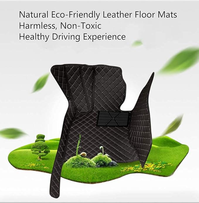 Custom Making Car Floor Mats for 95% Sedan SUV Sports Car Full Coverage Cute Men Women Pads Protection Non-Slip Leather Floor Liners (Black red Strips)