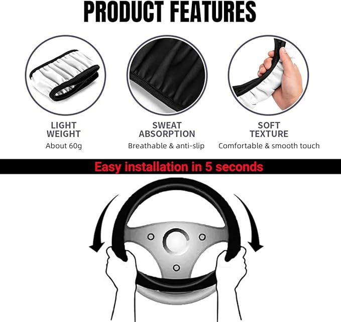 Leather Steering Wheel Cover Compatible with Pilot Car Universal Size