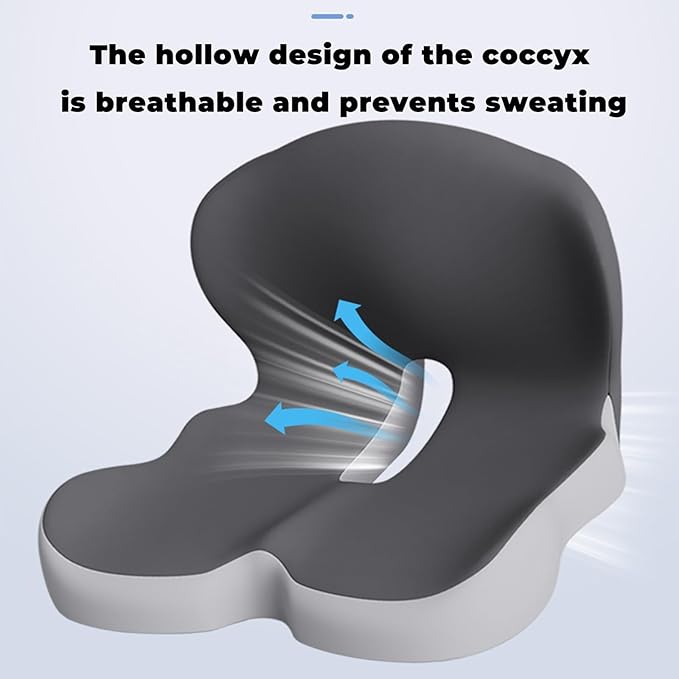 Back and Seat Cushion, Soothe+Cushion,Car Seats with Lumbar Support,Memory Foam Non Slip Skin with Back Support for Office Chair, Car (Navy Blue)