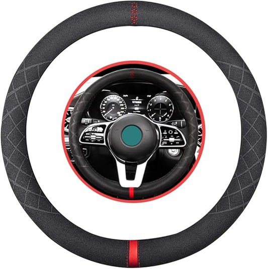 Suede Steering Wheel Cover,Compatible with Mercedes Benz is 550 SL Class C 300 Sport GLK 350 SE Suede Leather Sport Non-Slip Wheel Cover Car Interior Accessories 15 inch for Man and Women
