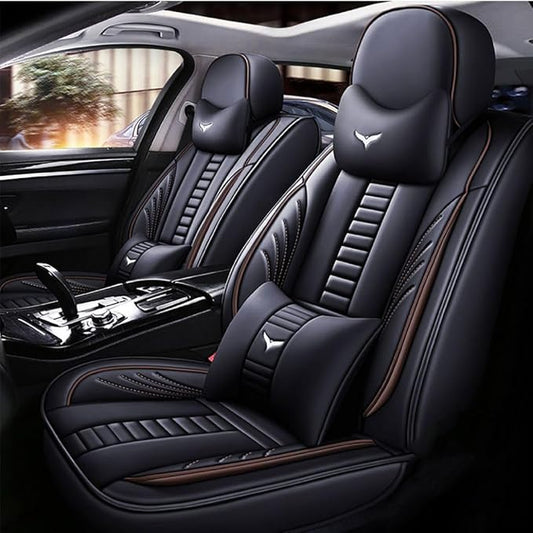 for Toyota CHR Seat Covers 2018-2026, Full Coverage Customized Car Seat Covers, Premium Leather Waterproof Stain-Resistant Easy to Install (Luxury 2 Seats, Black&Coffee)