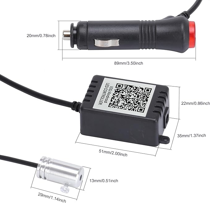 Car Ambient Lighting Optic Fiber 64 Colors Music Sound Active with RF Remote Control + APP Control Car Decorative Atmosphere Lighting Kit DC 12V 1W 6m