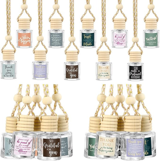 Funnymoom 30 Pcs Employee Appreciation Gifts Bulk Empty Glass Car Air Freshener Hanging Diffuser Thank You Gifts for Employee Nurse Staff Dietician Social Worker Volunteer