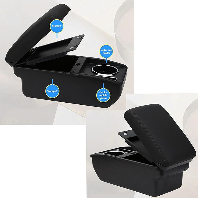 AULPHIKE Compatible with Ford Focus Armrest 2 Mk2 2005-2011 Center Console Organizer Armrests Double Layer Storage Space with Cup Holder