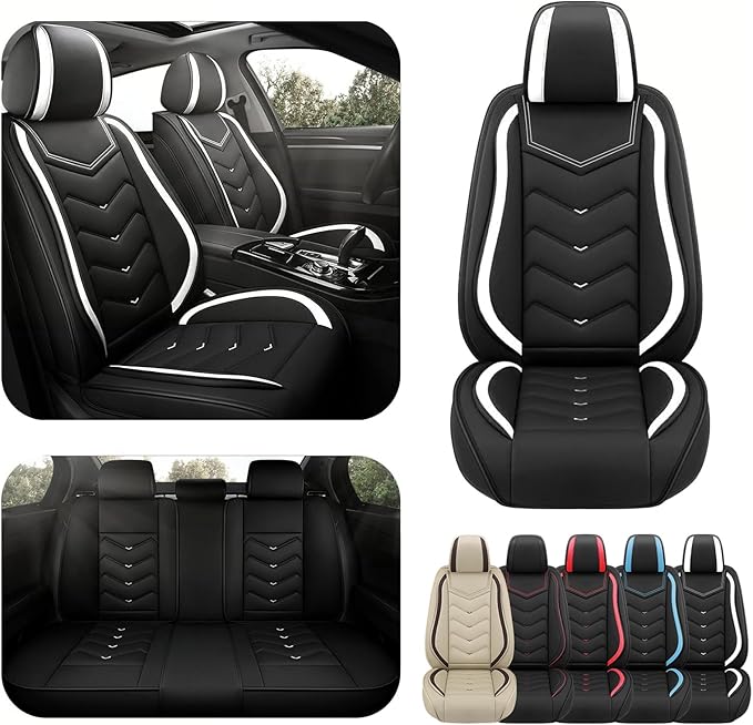 Car Seat Covers for Lexus ES 350 2007-2026, Premium Nappa Leather Car Seat Cover, Stylish Sport Seat Covers， Automobile Seat Cover Sets.(Standard 5 Seats/Black White)