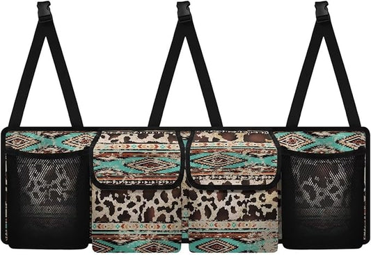 Tribal Car Trunk Organizer and Storage, Waterproof Backseat Hanging Organizer for SUV, Truck, Collapsible Cargo Storage Bag with 4 Pockets, Car Interior Accessories