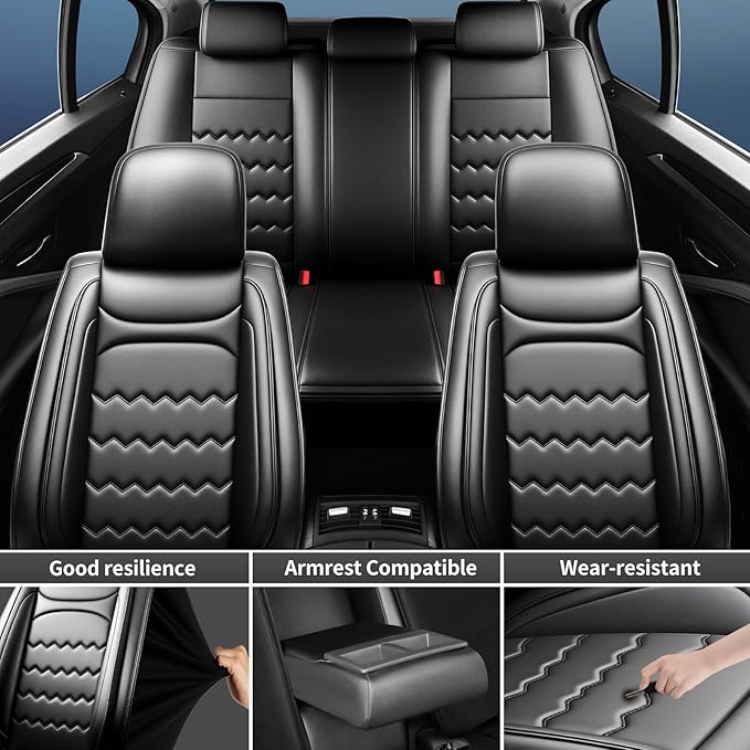 CX-30 Car Seat Covers Custom Fit for Mazda CX-30 2020-2026, Full Coverage Premium Leather Waterproof Breathable Seat Covers, Automotive Seat Protectors, Airbag Compatible(Full Set Seats, Black)
