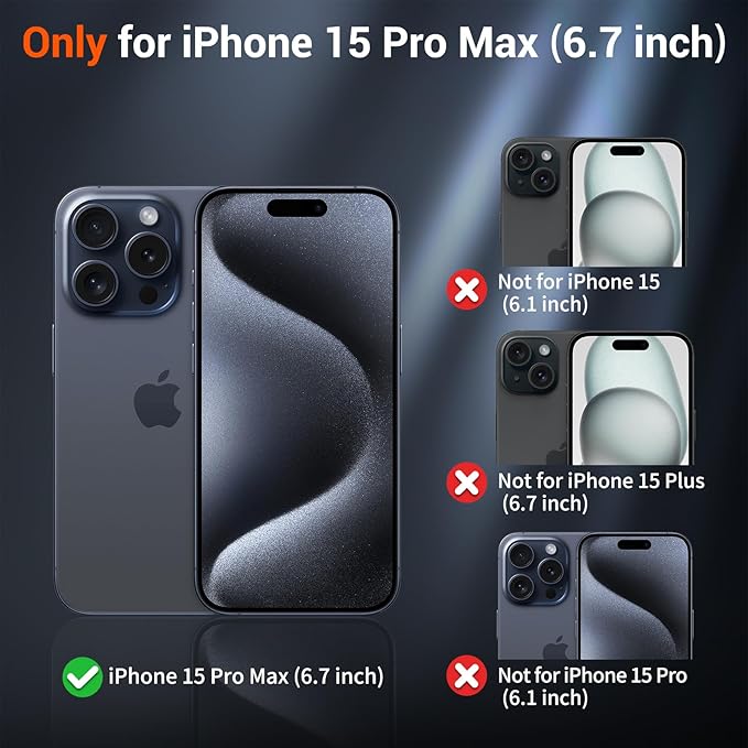 SUPFINE Magnetic for iPhone 15 Pro Max Case (Compatible with MagSafe) (Military Grade Drop Protection) Slim Translucent Matte Shockproof with Anti-Fingerprint Phone Case, Dark Purple