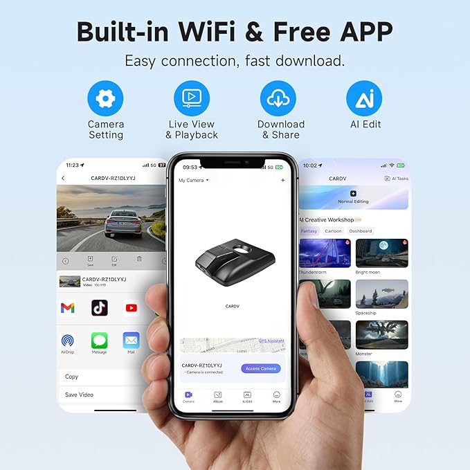 Leadfan 4K+1080P Dash Cam Front and Rear for Lexus ES 2019-2026 ES350 ES300h F Sport ES250 etc., OEM Look,Free 128GB SD Card, Dash Cam with WiFi & APP, Loop Recording, G-Sensor, Plug & Play Dashcam