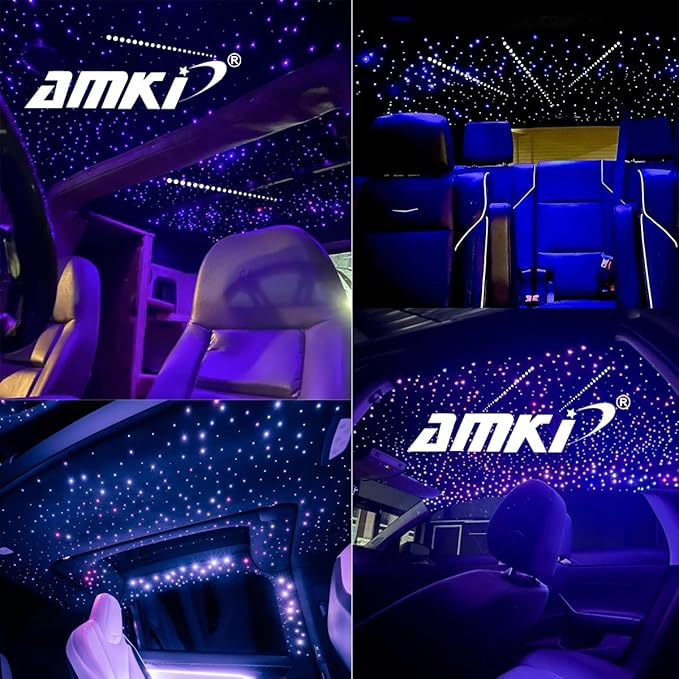 AMKI 450pcs 0.03in 9.8ft Twinkle Starlight Headliner Kit, Updated 2 in 1 Twinkle+Meteor Fiber Optic Light Box RGBW Sound Activated Mode for Car& Home Decoration, 240pcs Pure White Shooting Star