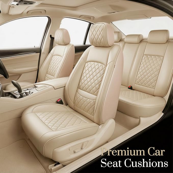 Fit for Venue Seat Covers Compatible with Hyundai Venue 2020-2026 - Waterproof Breathable Leather Automotive Seat Cushions Protector,Only 2 Front seat Covers(Beige)