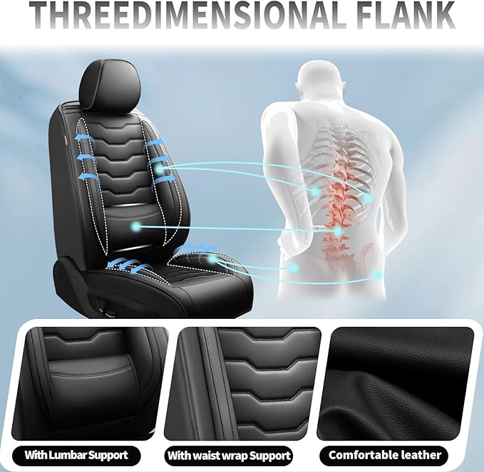 Fit Altima Car Seat Covers Compatible with Nissan Altima 2011-2025 2026 - Full Set Premium Leather， Waterproof Breathable， All-Weather Seat Cushion Protecto&Airbag Compatible（Full Set,Black