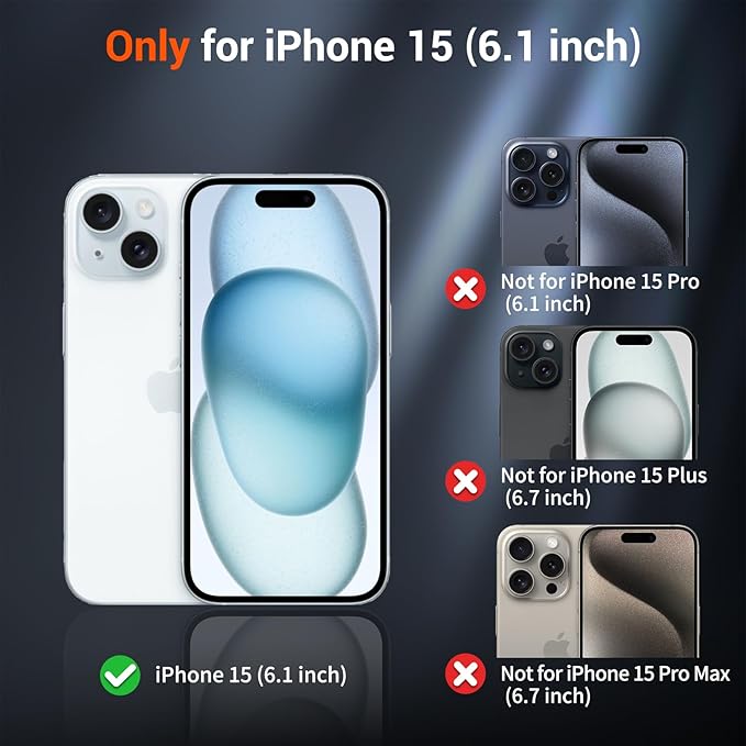 SUPFINE Magnetic for iPhone 15 Case with Screen Protector (Compatible with MagSafe) (Military Grade Drop Protection) Translucent Matte Shockproof Phone Cover,Starry Orange
