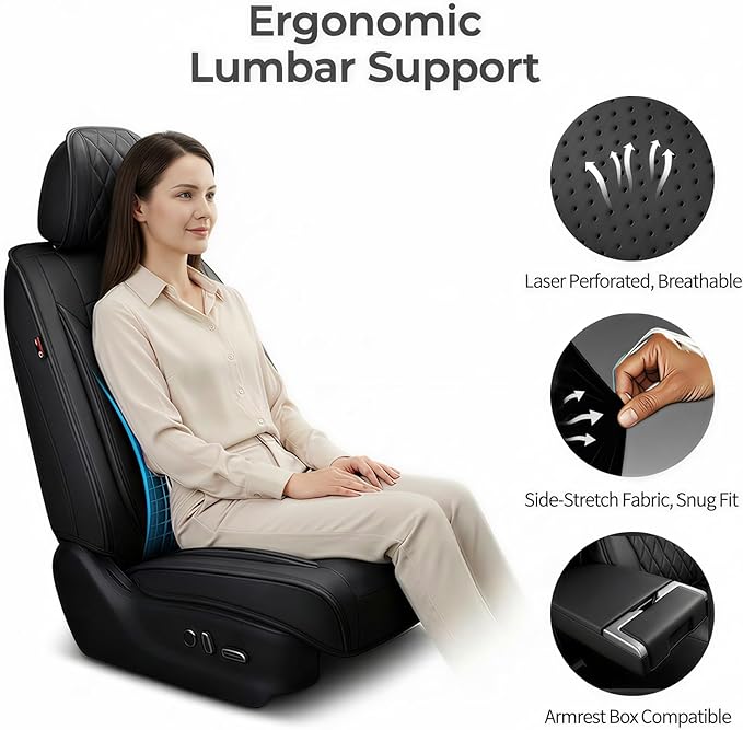 Fit Ioniq Car Seat Covers for Hyundai Ioniq 2017-2026 - Premium Leather, Waterproof, All-Weather, Airbag Compatible, Breathable, Easy Install,Only 2 Front seat Covers,Whiteline