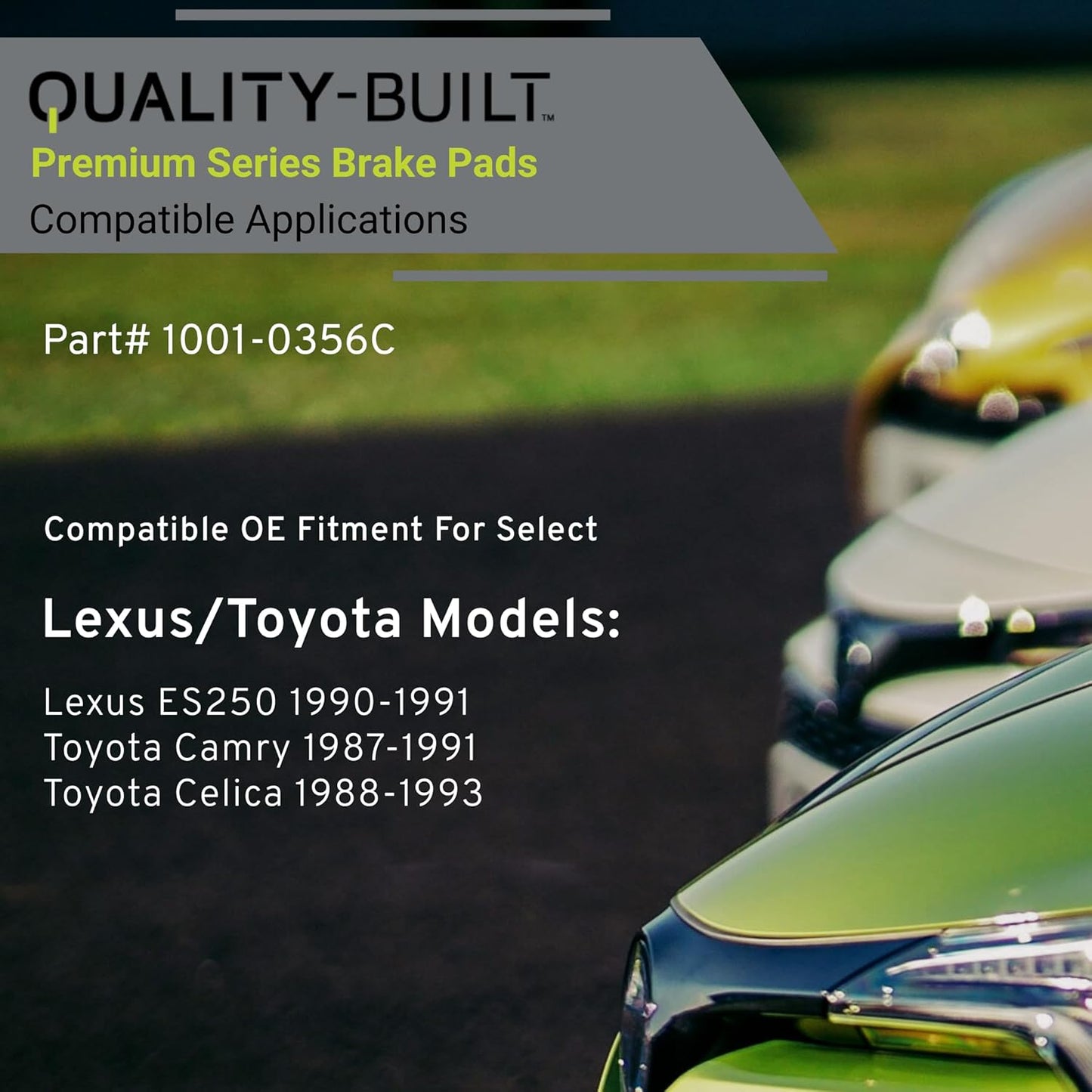 Premium Ceramic Front Brake Pads (1001-0356C) Compatible with Lexus ES250 1990-1991, Toyota Camry 1987-1991, Toyota Celica 1988-1993