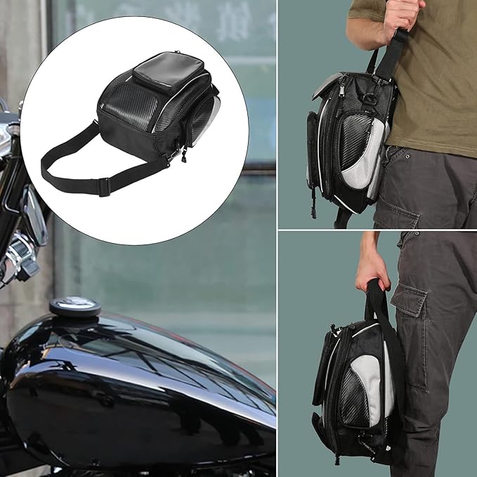 Motorcycle Tank Bag for Harley Davidson XL883 1986-2014, Strong Magnetic Waterproof Oxford Black Motorbike Quick Release Pannier Bag
