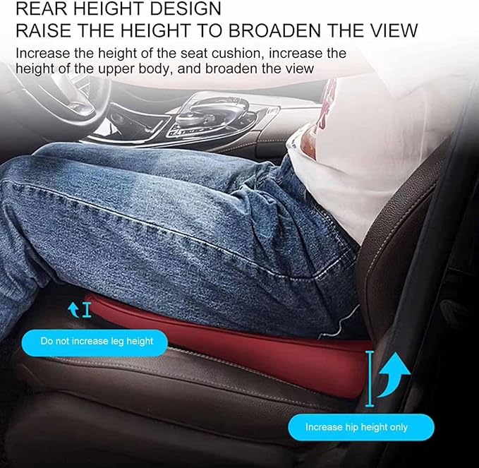 Car Seat Cushion for Ford F150(7seats) 2017-2023, Nonslip Driving Comfort and Breathable Lumbar Support Pad Sciatica and Back Pain Relief,Red-8 cm
