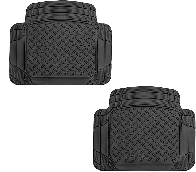 FH Group Automotive Floor Mats - Heavy-Duty Footprint Design Rubber Floor Mats for Cars, Universal Fit Full Set, ClimaProof Floor Mats, Trimmable Floor Mats For Most Sedan, SUV, Truck Floor Mats White