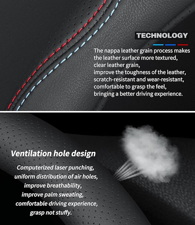 Custom-Fit for Lexus Steering Wheel Cover, Premium Leather Car Steering Wheel Cover with Logo, Non-Slip, Breathable, for Lexus Accessories (D-Style,for Lexus)