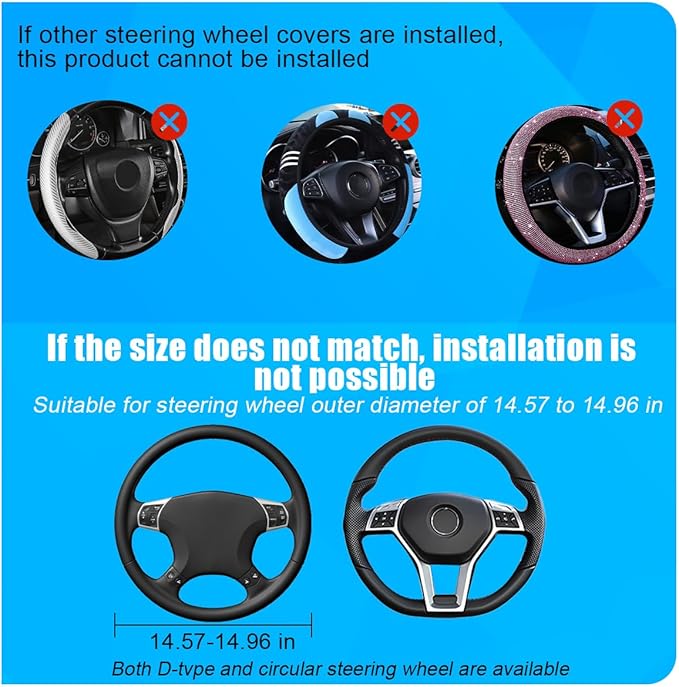 Bling Car Steering Wheel Cover, 15 Inch Elastic Stretch Crystal Rhinestone Vehicle Steering Wheel Protector, Anti-Slip Auto Interior Protective Cover, Universal for SUV RV Truck (Purple)