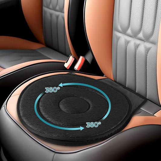 FACULX Rotating Seat for Car 360° Swivel Seat for Car for Elderly Non-Slip Portable Rotating Car Seat Pad for Driving, Chairs, Stool Chair, Ergonomic Design (Black)