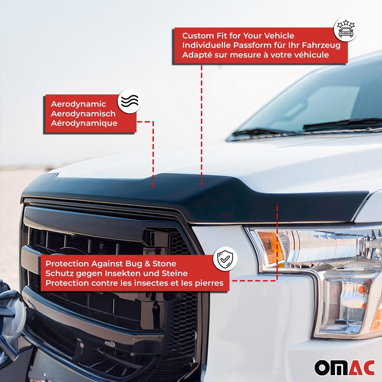 OMAC Front Bug Shield Hood Deflector Guard for Honda Civic 2006-2011 Sedan Smoke