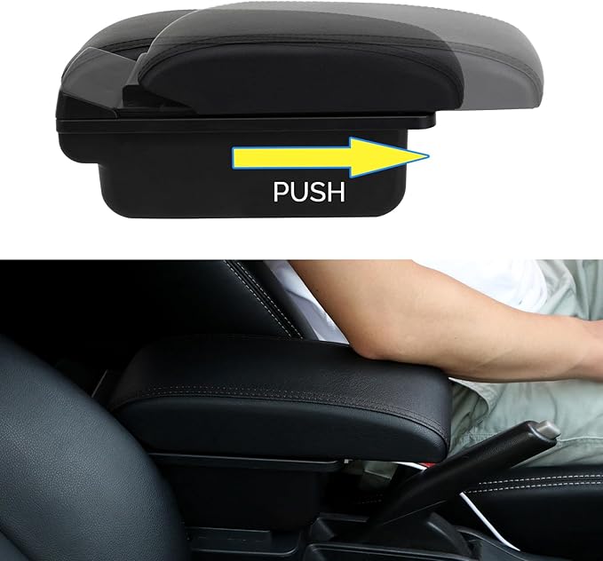 AULPHIKE Compatible with Nissan Note Armrest E-Power Car Center Console Organizer Armrests Double Layer Storage with 3 USB（Black）