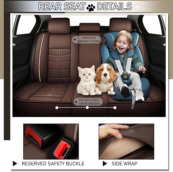 Leather Car Seat Covers Fit for Toyota Matrix 2003-2013, 5 Seater Car Seat Cover, Premium Waterproof, Scratch Resistant Car Interior Accessories (Full Set Coffee)