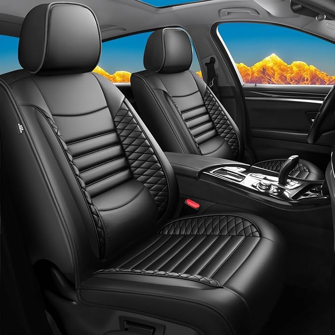Fit 4Runner Car Seat Covers (5 Seats) for Select Toyota 4Runner 2003-2024 2025 2026 - Full Coverage Leather,Airbag Compatible,Waterproof & All Weather Seat Cushion Protector,Full Set,Black