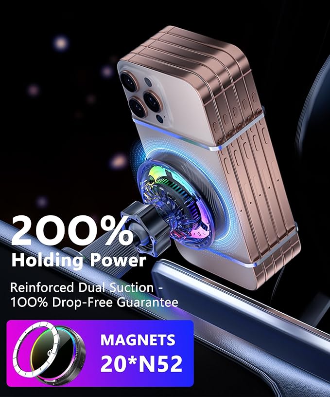 Qi2.2 25W Magnetic Car Mount Charger for Toyota Avalon 2019 2020 2021 2022 Accessories, for Fast Charging Cell Phone Holder 9 Inch Screen Fixed Clip with Cooling Fan＆54W Fast Adapter