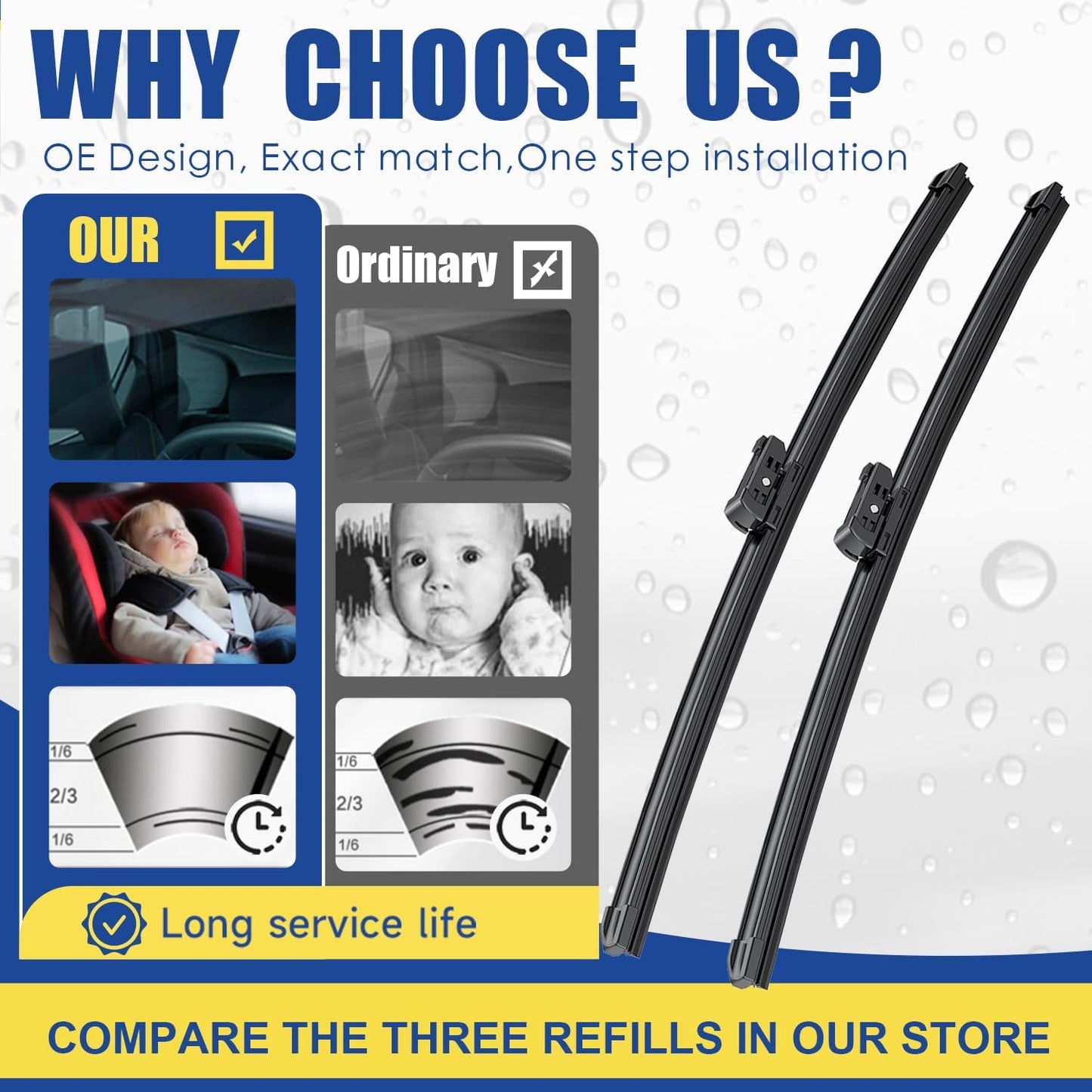 Wipers Factory Replacement For 2006-2010 VW Passat Passat CC Jetta Eos CC Golf GTI Scirocco Rabbit Original Equipment Windshield Wiper Blades Set - 24"+19" (Set of 2) Top Lock 19mm