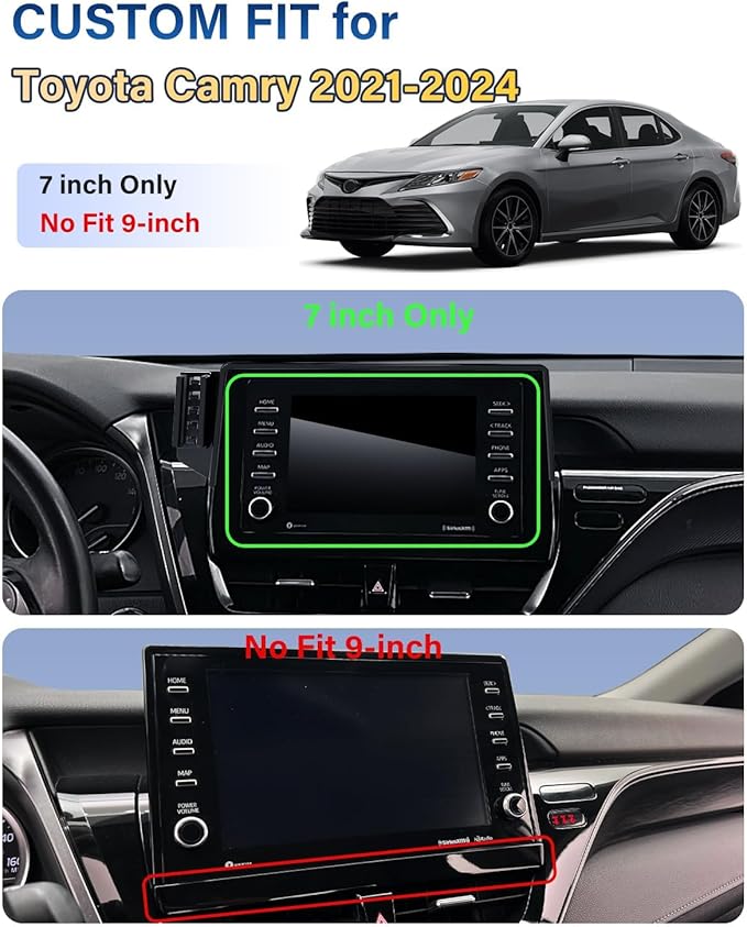 SKYLOTEC Phone Mount for Toyota Camry 2021 2022 2023 2024 Accessories 7-Inch Screen Fixed Clip, Automobile Cradles Car Phone Holder, Cell Phone Base Not Block Air Vent(No Fit 9-inch)