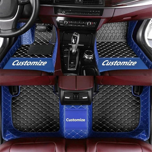 Custom Personalized Floor Mats for Cars，Luxury Full Coverage All Weather Car Floor Mats，Anti-Slip Leather Car Mat Set ，Custom Floor Mats for 99% of Cars, Trucks & SUVs (Purple Black)