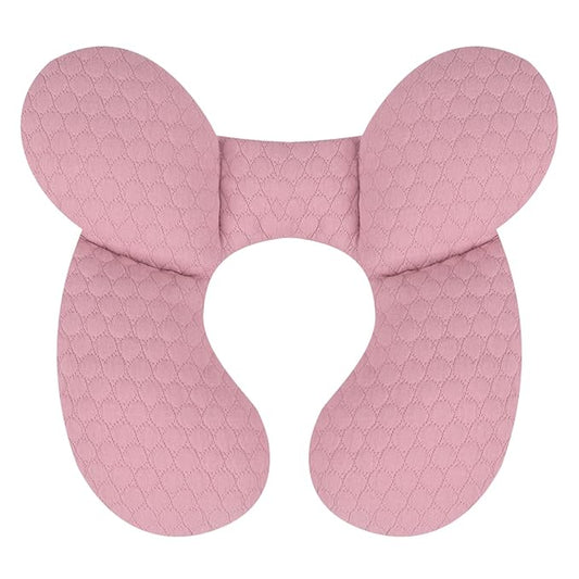 KAKIBLIN Baby Travel Pillow, Upgraded Baby Neck Pillows for Car Seat, Infant Neck Support Pillow for Head and Neck,Newborn Head Support for Car Seat, Stroller, Pushchair (Pink)