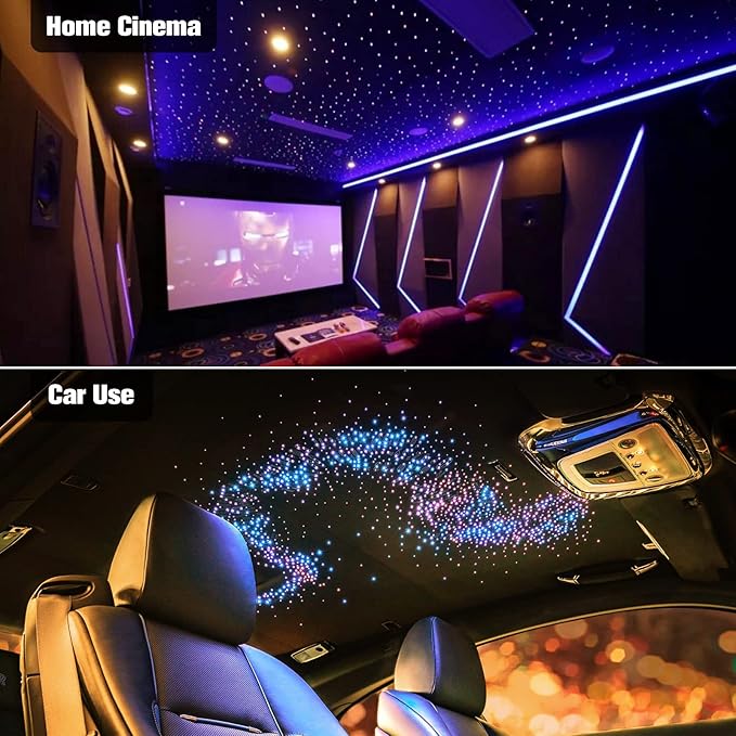 CHINLY Starlight Headliner kit 550pcs 9.8ft 0.03in starlights RGBW Fiber Optic Lights,APP+Remote Control Star Headliner kit, car Star Lights for car Ceiling Theater