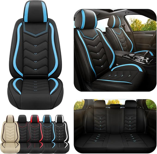 Car Seat Covers for Mercedes-Benz S-Class 2005-2026, Premium Nappa Leather Car Seat Cover, Stylish Sport Seat Covers， Automobile Seat Cover Sets.(Standard 5 Seats/Black Blue)