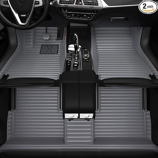 All-Weather car Floor MATS-Suitable for 99% of car Models,Leather car mat, offering Personalized Embroidery and Multiple Color Options,Provide Protection for car Rug (Gray=)