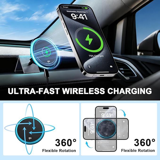 Wireless Car Mount Charger Fast Charging for Tesla Model 3/Y/3 Highland/Y Juniper (Model 3 Highland 2024+, with OBD Charger)