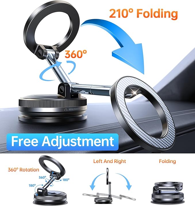 for Magsafe Car Mount carmount 2.0 Magnetic Phone Mount【True Military-Grade Durability 】Vacuum Magnetic Phone Holder for Car Cell Phone Car Mount【Stylish Suction Cup Phone Mount for iPhone 17 16 15 14