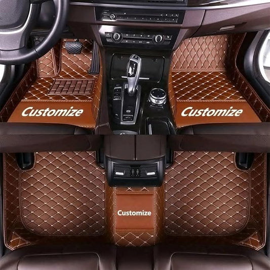 Custom Making Car Floor Mats for 98% Sedan SUV Car Protection Full Coverage Mats Anti-Slip Leather Floor Liners All Weather Car Floor Mats (Light Brown)