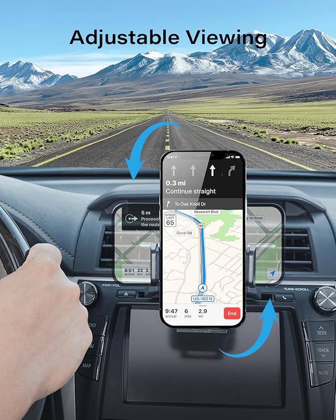 APPS2Car Sturdy CD Slot Phone Mount with One Hand Operation Design, Hands-Free Car Phone Holder Universally Compatible with All iPhone & Android Cell Phones, for Smartphone Mobile (Carbon Fiber)