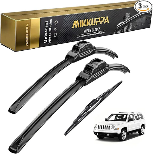 MIKKUPPA 21"+21"+10" Windshield Wiper Blades Replacement for 2007-2017 Jeep Patriot, Front & Rear Wiper Blades Set, Durable Stable Quiet All Season (Pack of 3)