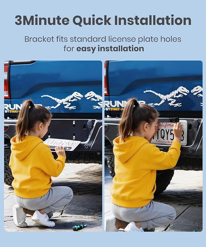 AUTO-VOX 2 Solar Wireless Backup Camera: 6‘’ 16:9 HD Monitor with Dual Antenna Strong Signal, Split Screen View for Balanced Dual Views, DVR Recording Back Up Camera for Car, SUV, Truck, Trailer