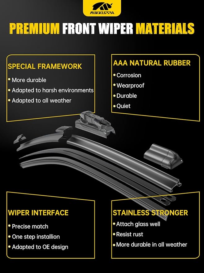 MIKKUPPA 26"/22"/11"/13" Windshield Wiper Blades - Replacement for 2011-2023 Ford Explorer - Original Factory Quality Front and Rear Wipers Blade Set for My Car - Pinch Tab (Pack of 4)